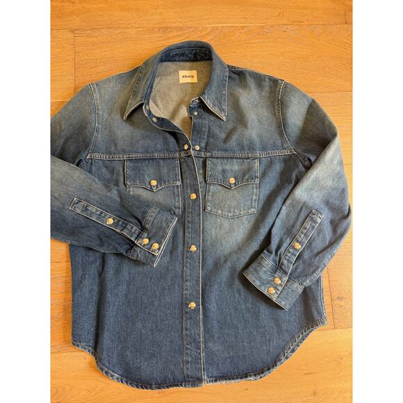 Khaite Jinn Denim Shirt Jacket Shacket 2024 Jeans Women's 2 Oversized Archer - Picture 6 of 8